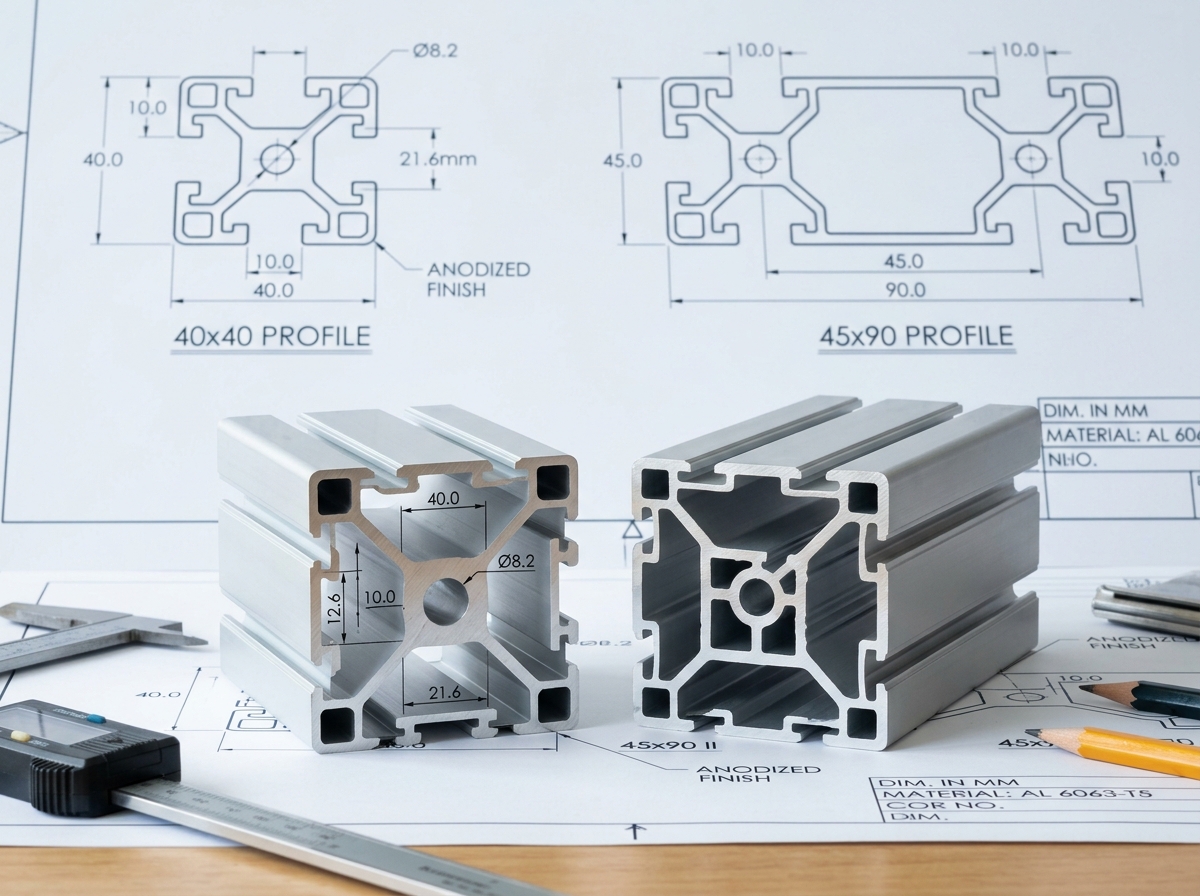 Heavy Duty T-Slot Modular Framing Profile (40x40 & 45x90)